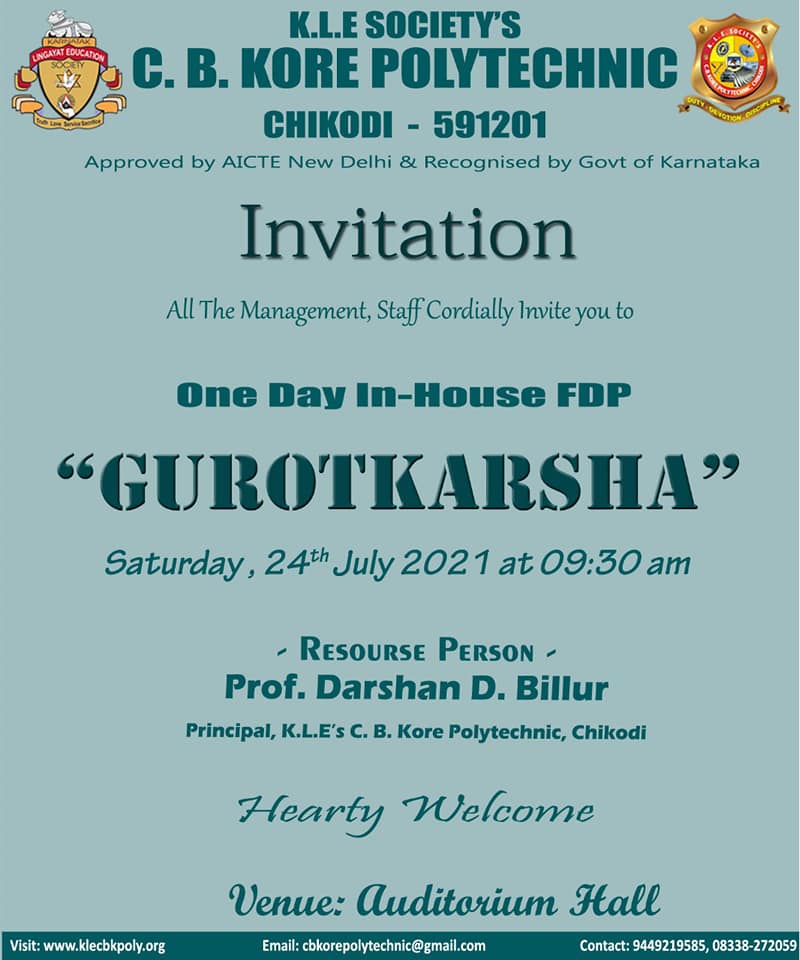 One Day In-House FDP on the Occasion of Guru Purnima
